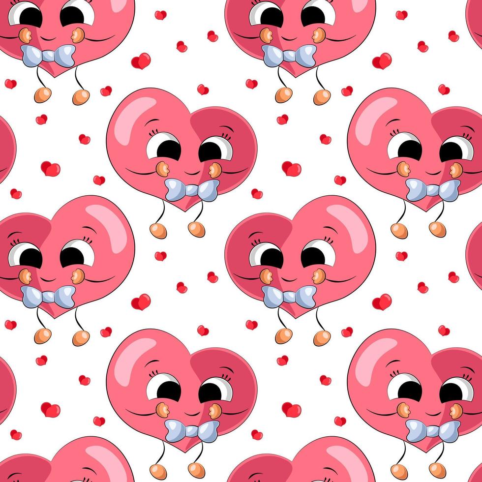 Seamless vector pattern with cute Heart and bow tie