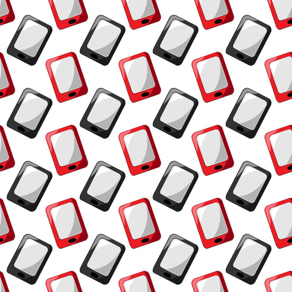 Seamless vector pattern with red and black mobile phone