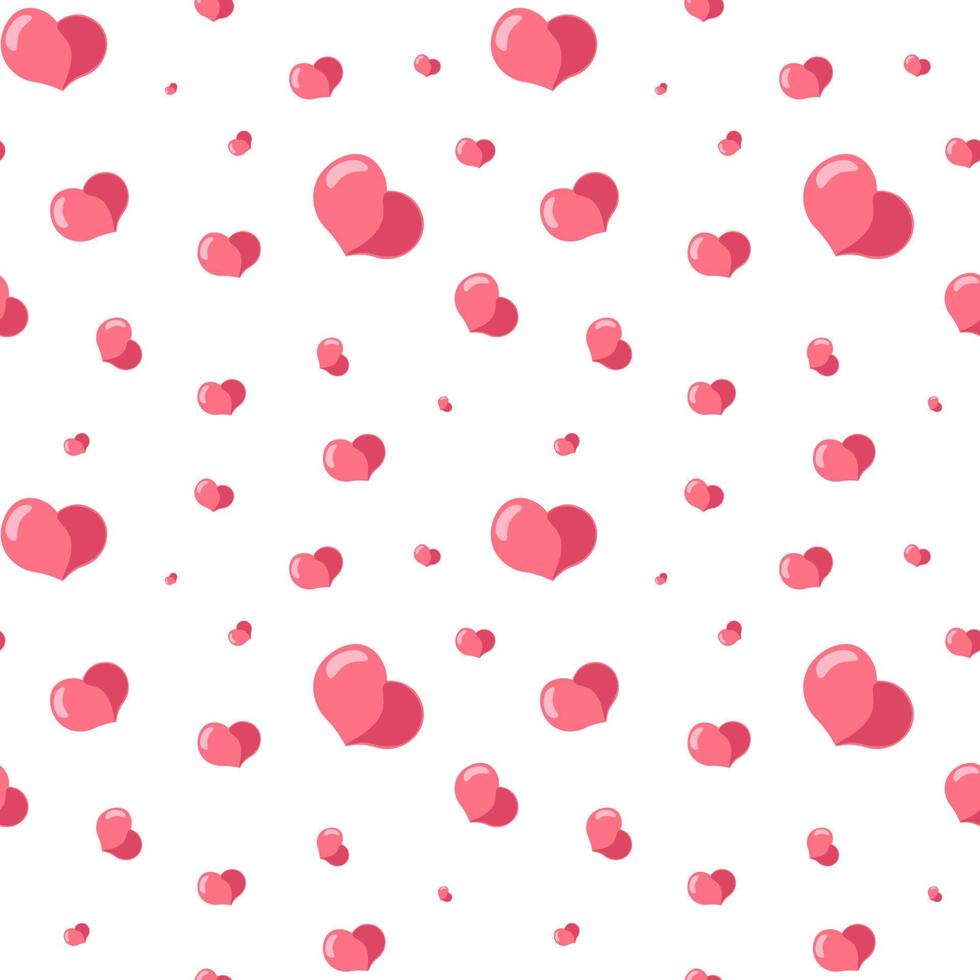 Seamless vector pattern with little pink heart on white background