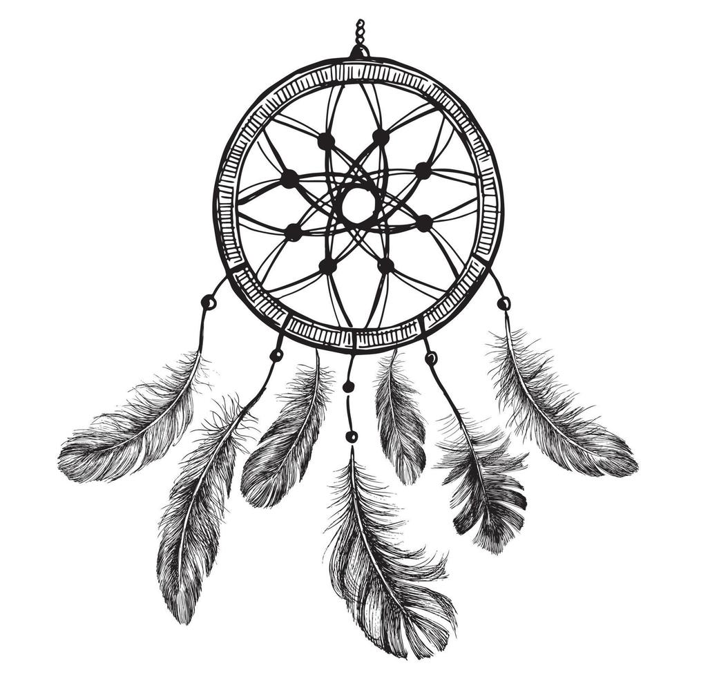 Dream Catcher, hand drawn illustration. vector