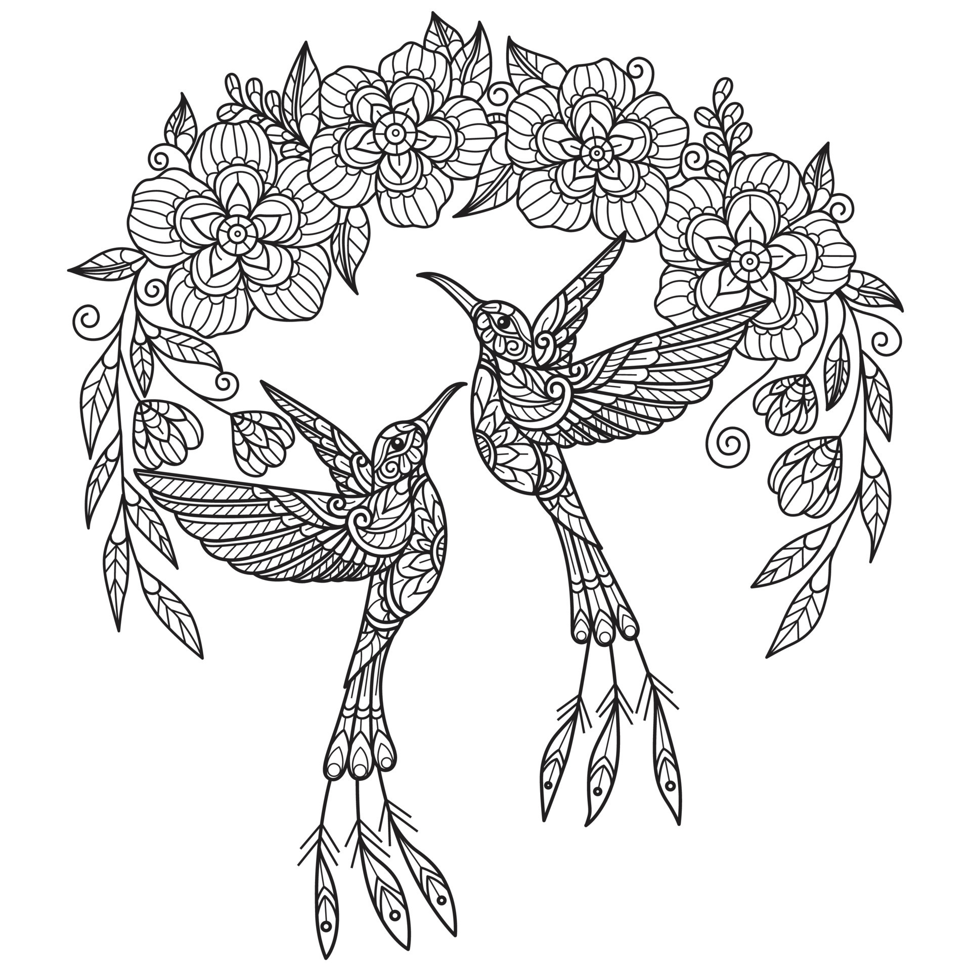 Hummingbird Flower Coloring Pages