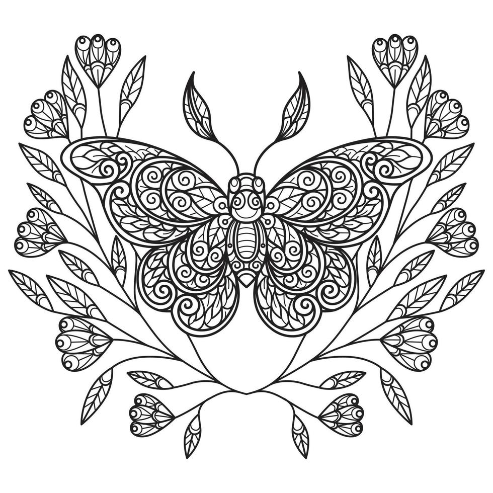 Butterfly Coloring Book for Adults Vector Stock Vector - Illustration of  book, drawing: 78617996