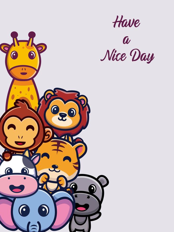 Cute animal kawaii banner background wallpaper icon cartoon premium vector