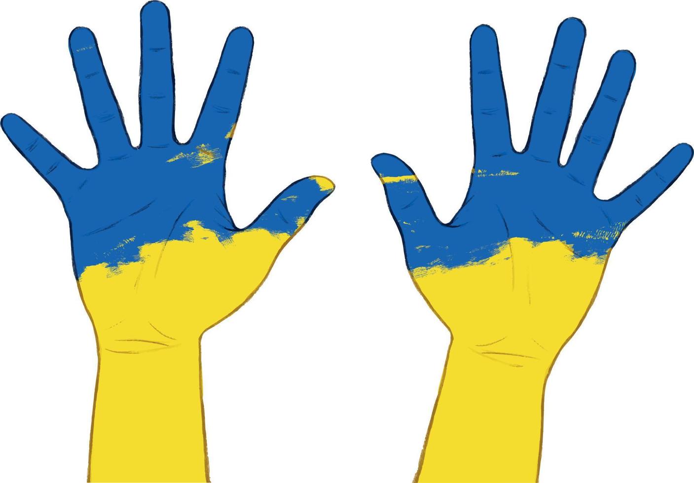Hands with Ukraine flag bruskstrokes vector