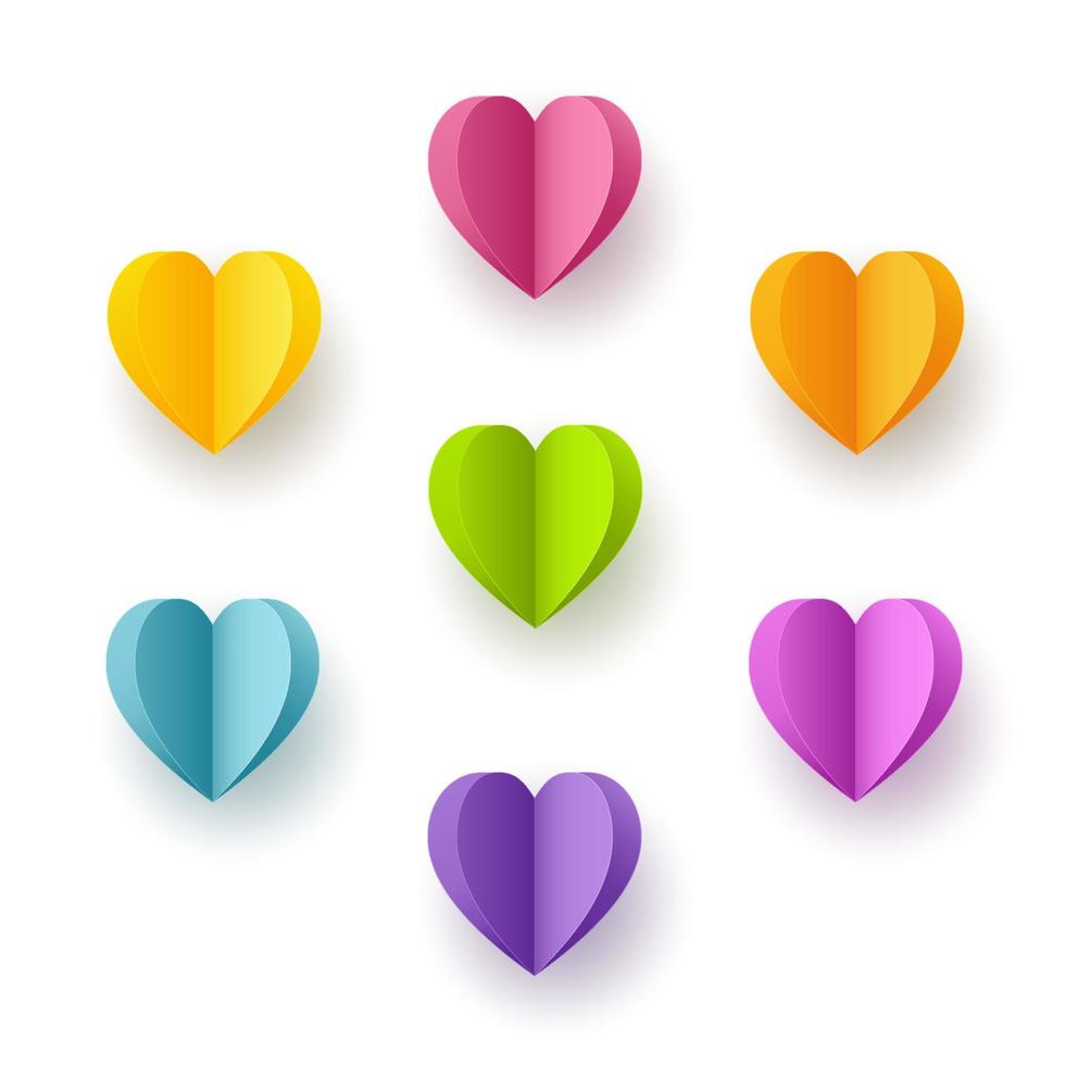 Heart paper art icon design. Vector paper cut illustration. Eps10