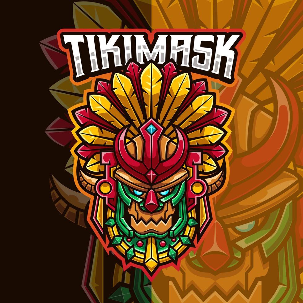 máscara tiki y plantilla de logotipo de mascota de máscara tribal vector