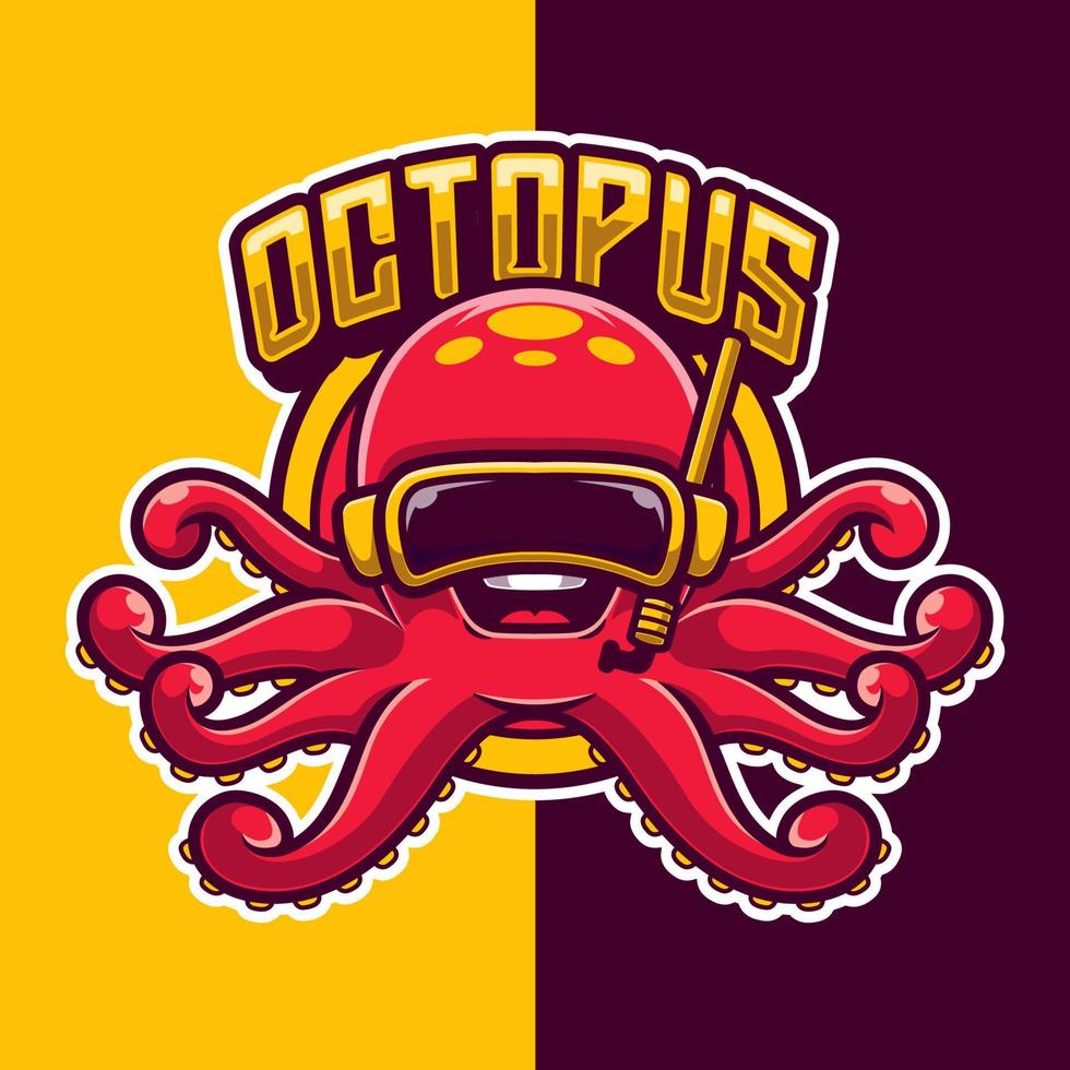Octopus Mascot Cartoon Logo Template vector