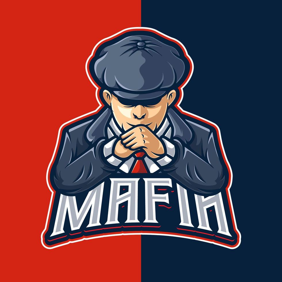 plantilla de logotipo de personaje de mascota de gángster de la mafia vector