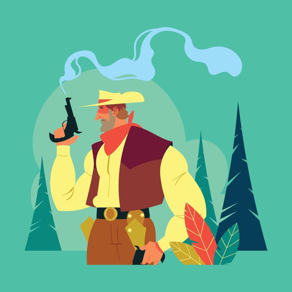 Cowboy with His Guns vector