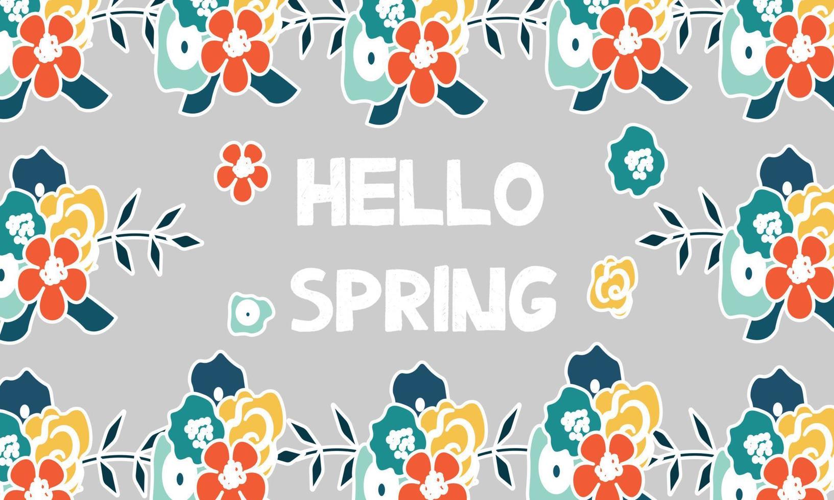 hello spring background beautiful flower vector