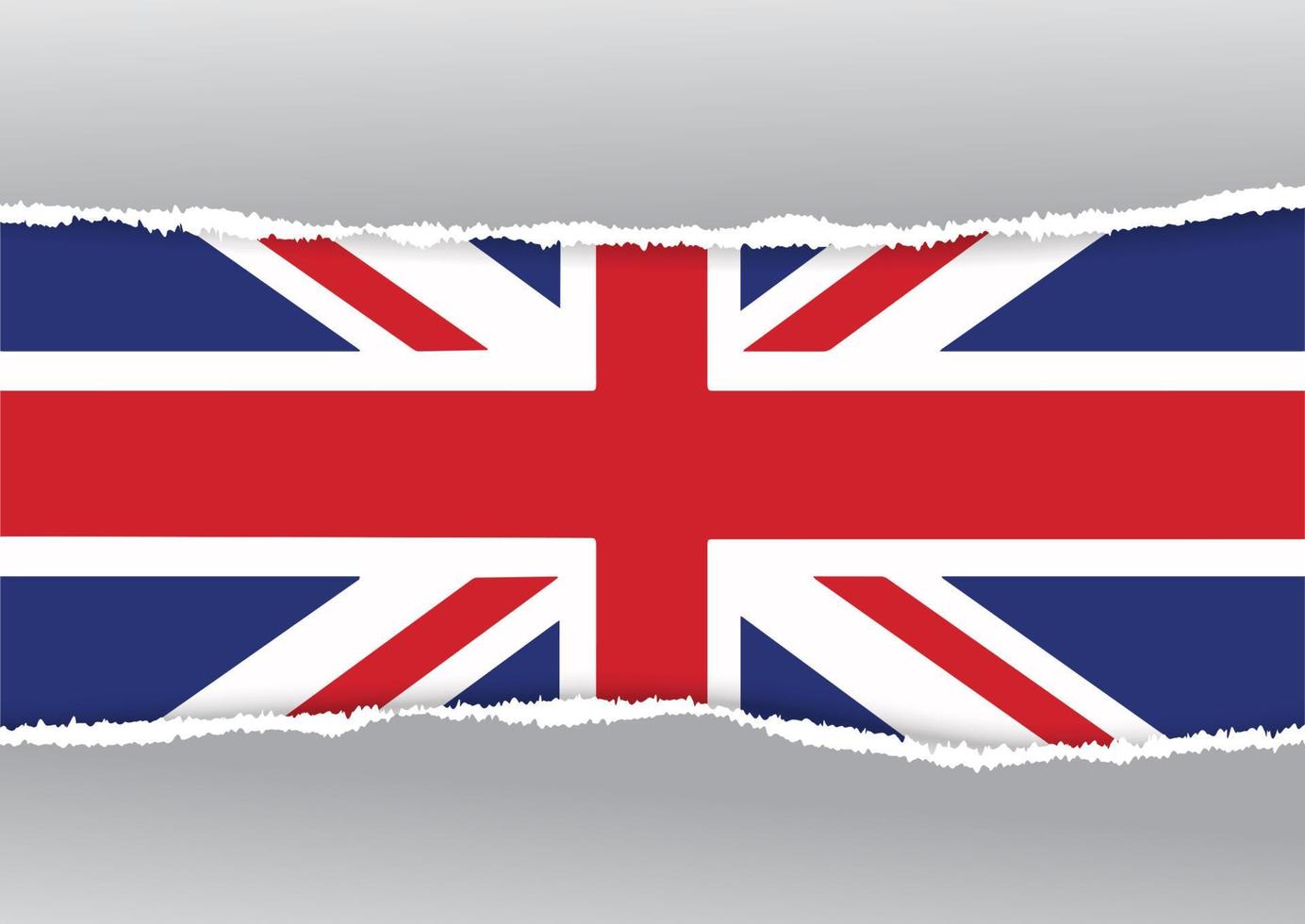 diseño de papel rasgado en el fondo de la bandera union jack vector