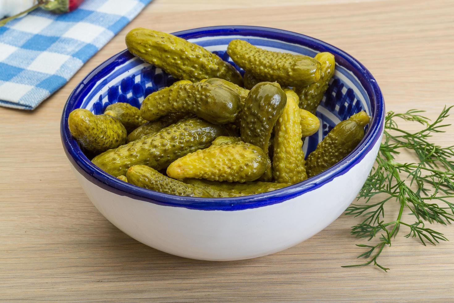 Marinated small cucumber photo