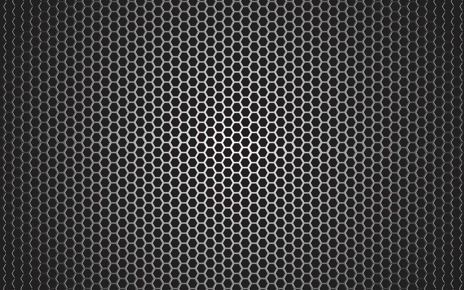 Silver Metal Background With Hexagon Holes And Light Reflection vector