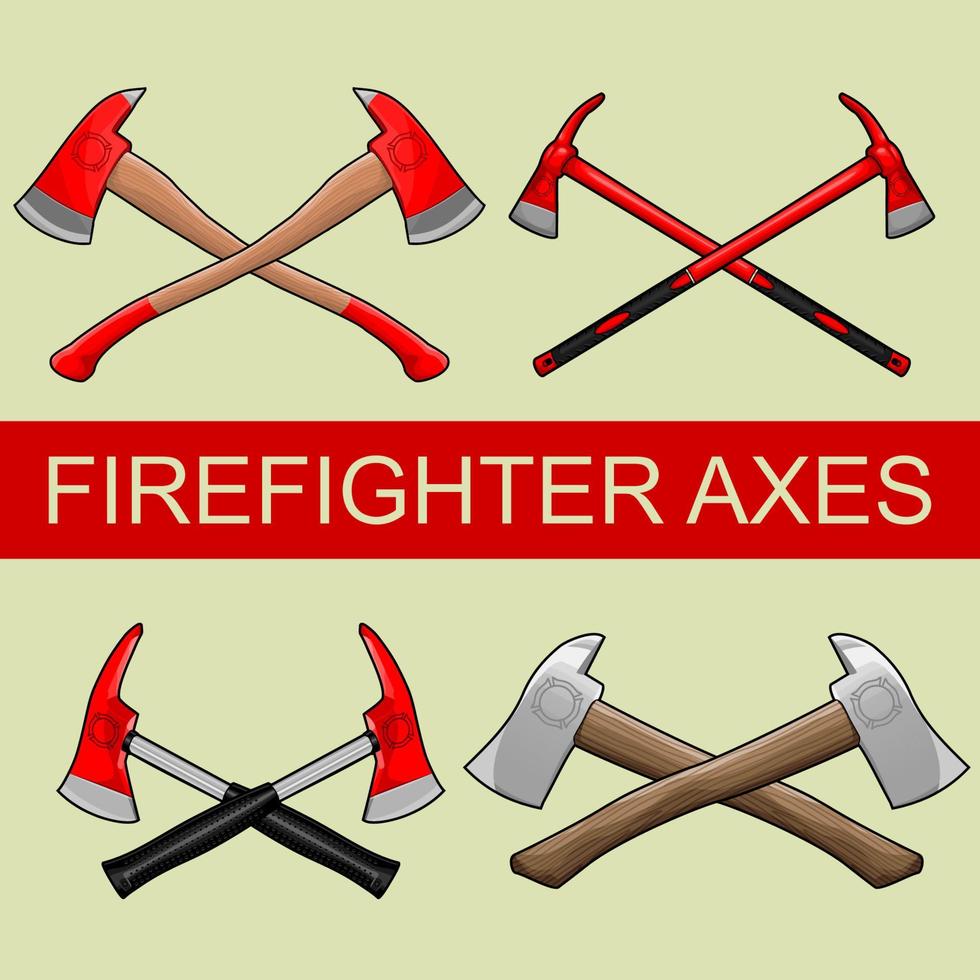 Set of Firefighter Axes Vector Illustration