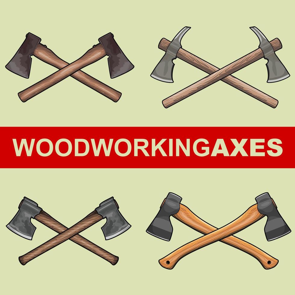 Set of Wood Working Axes Vector Illustration