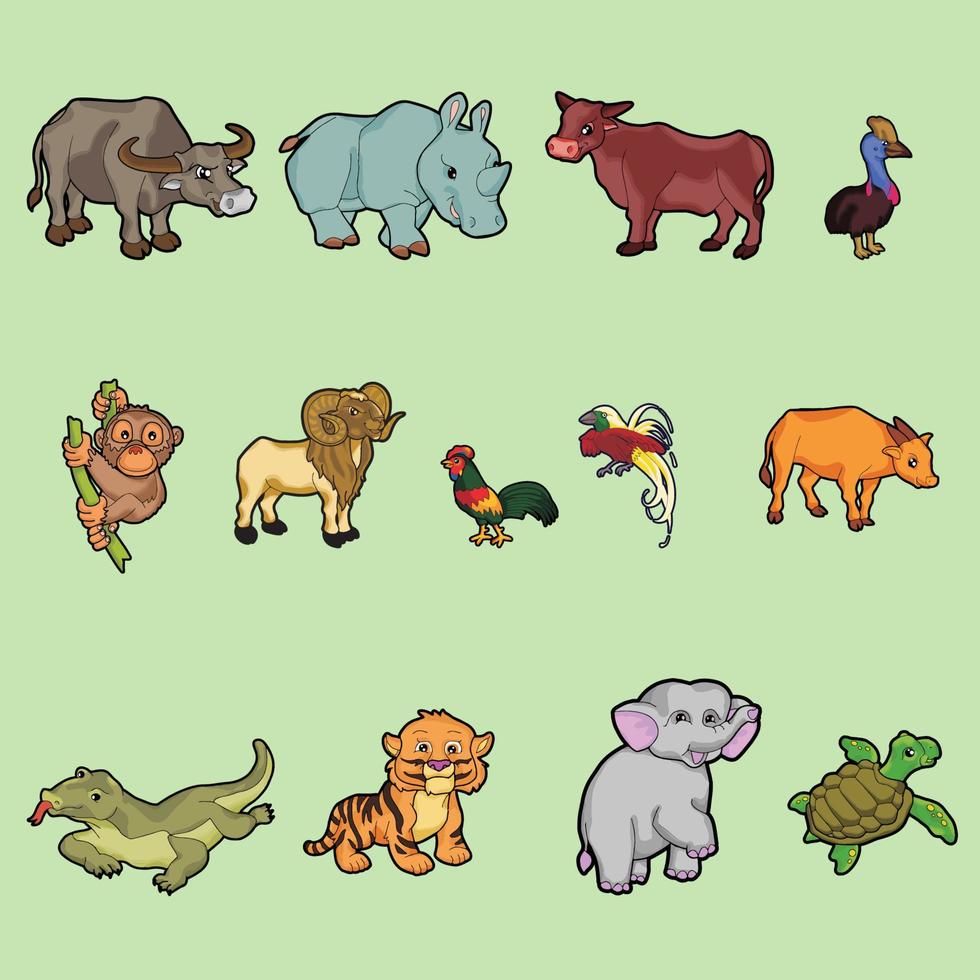 Set of Endangered Animals vector