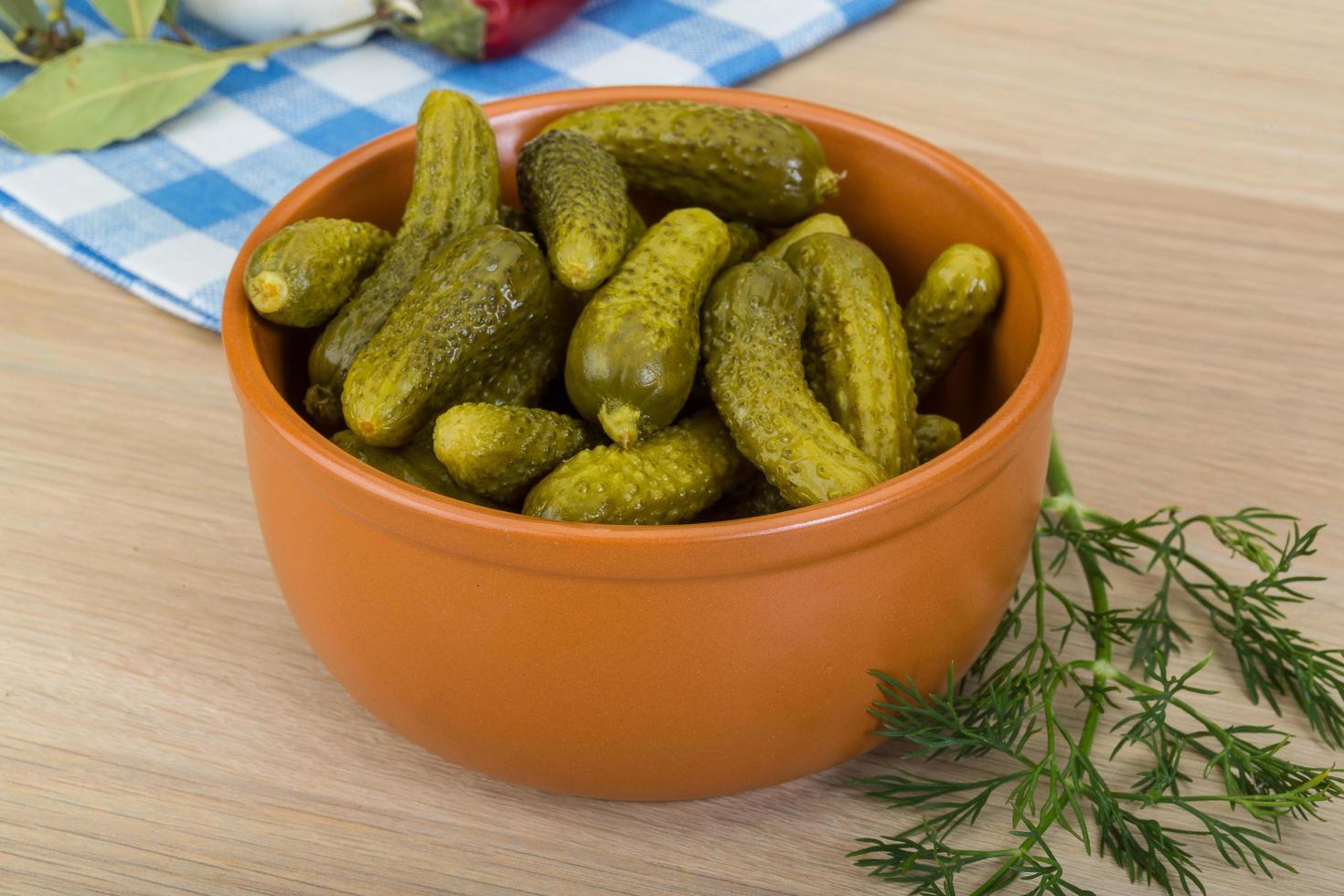 Marinated small cucumber photo