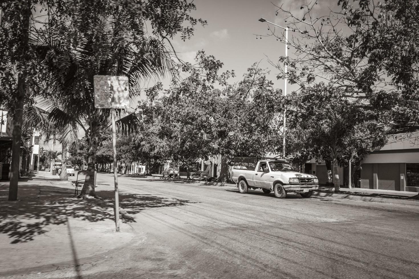 Playa del Carmen Quintana Roo Mexico 2022 Typical street road and cityscape of Playa del Carmen Mexico. photo