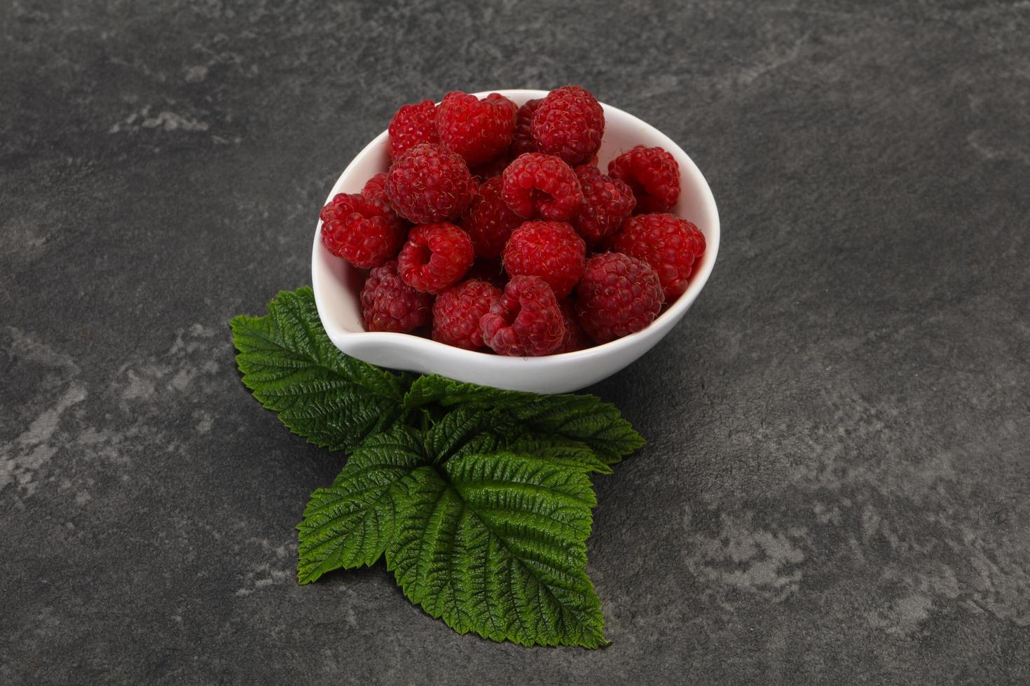 Red bright ripe sweet raspberry photo