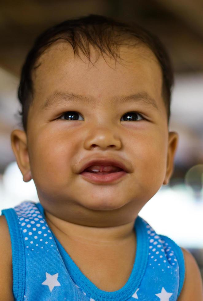 Curious and smiling faces of children photo