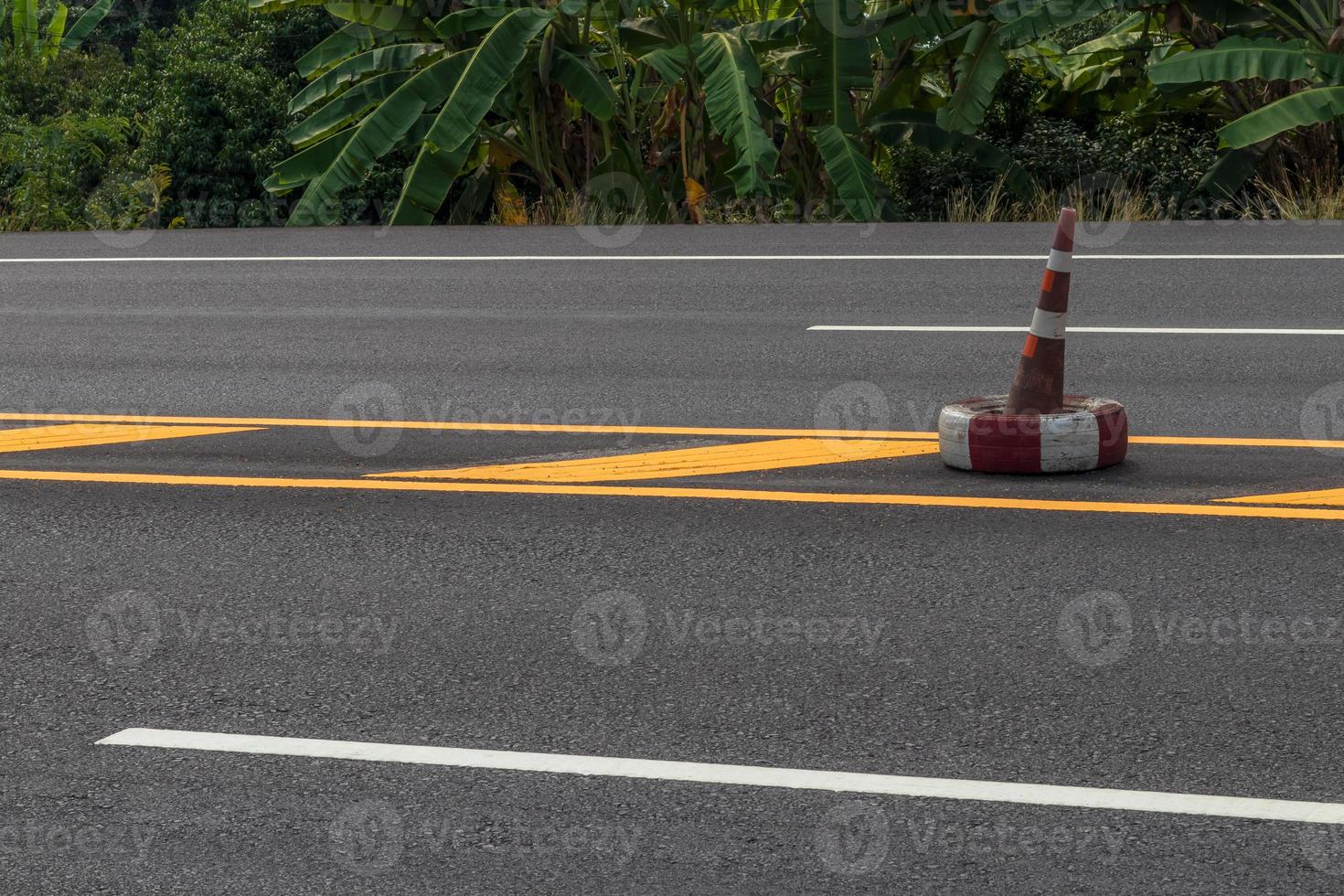 Road and yellow line in the countryside. photo