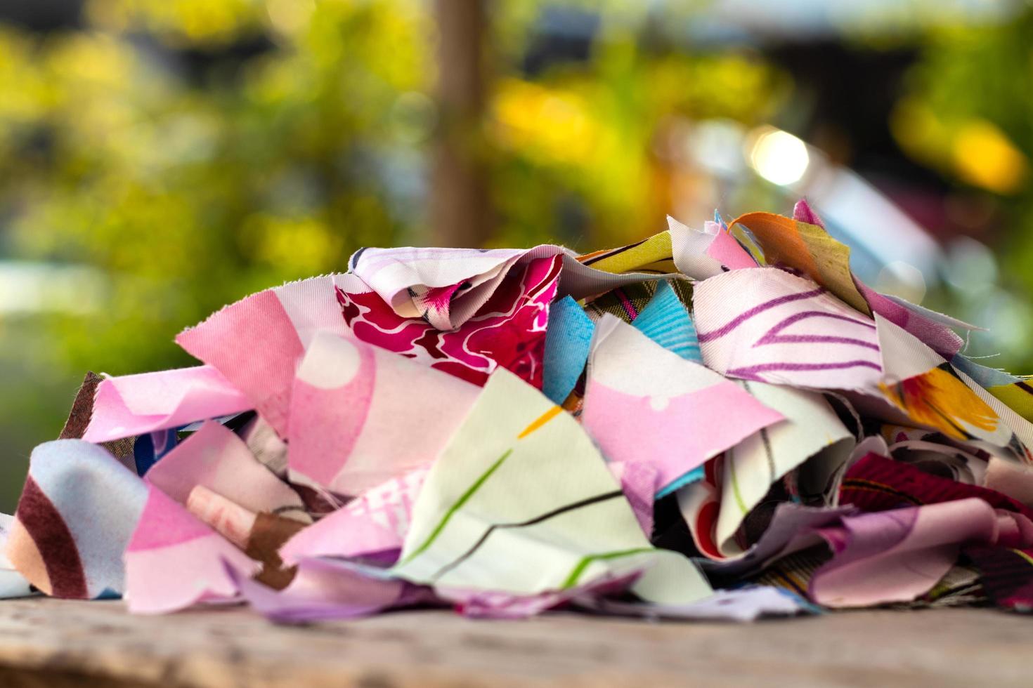 A pile of small pieces of cloth. photo