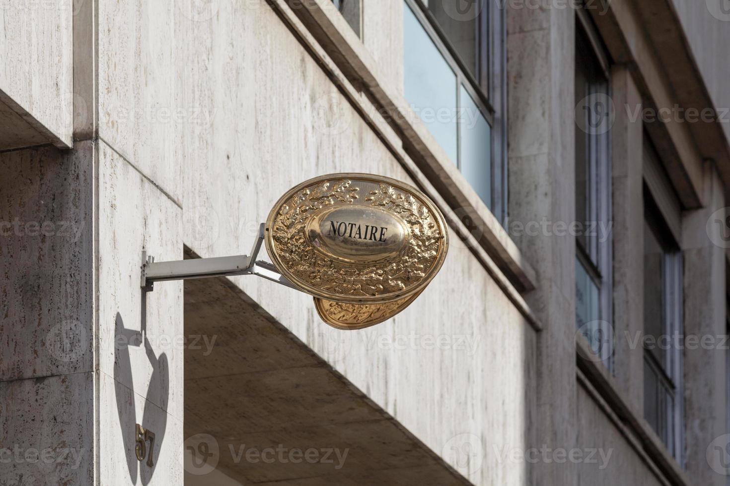 Notaire traditional brass sign photo