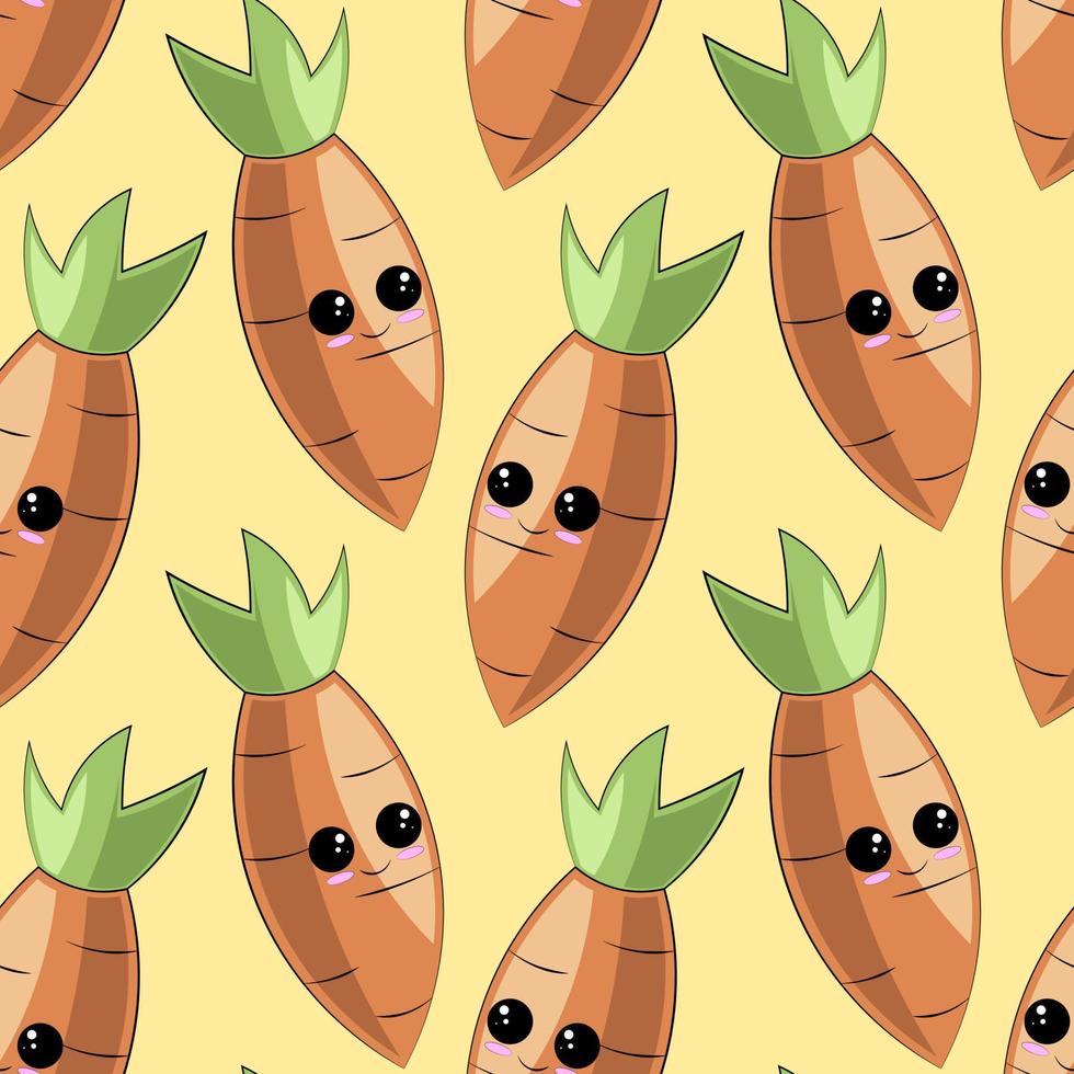 Seamless vector pattern with cute cartoon carrot
