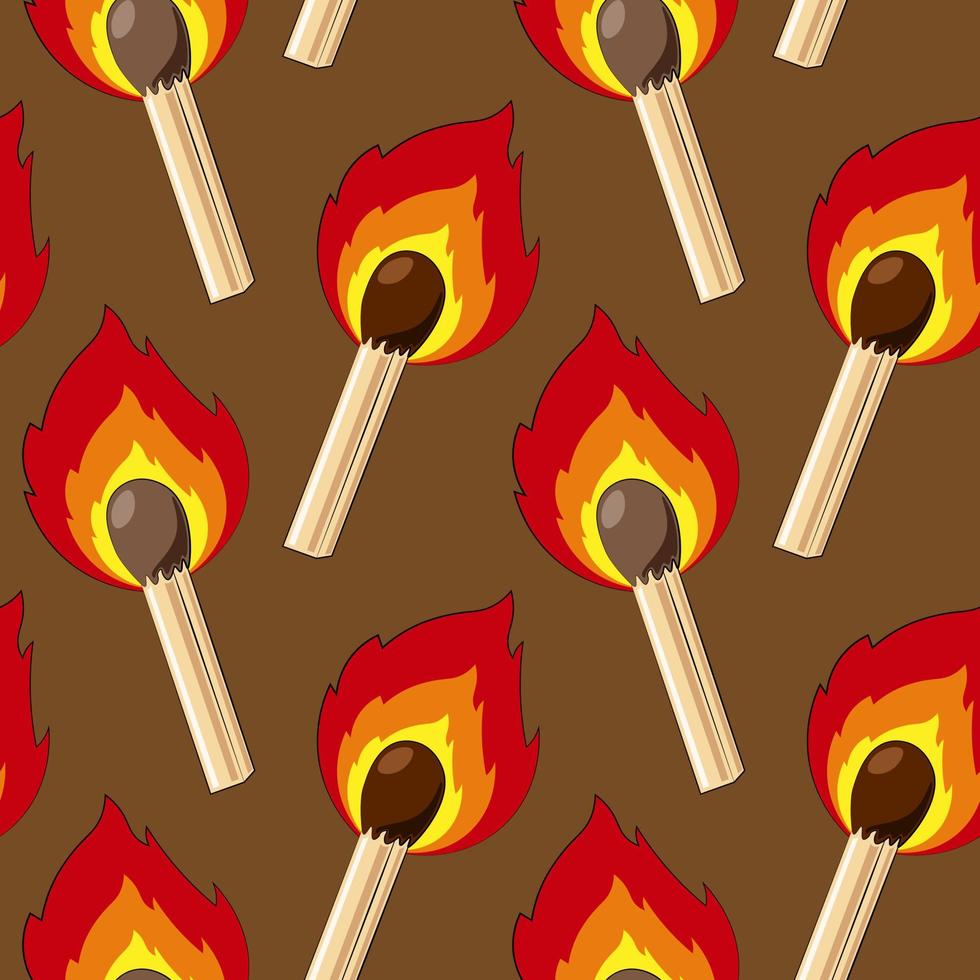 Seamless vector pattern with burning safety match