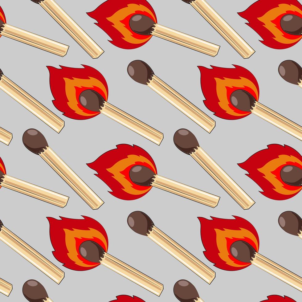 Seamless vector pattern with burning and safety match