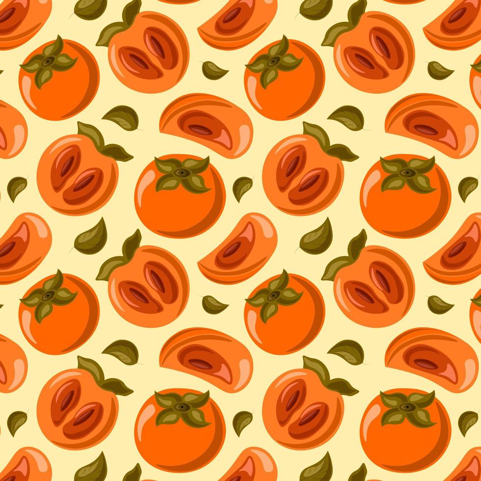 Seamless vector pattern with persimmon and half