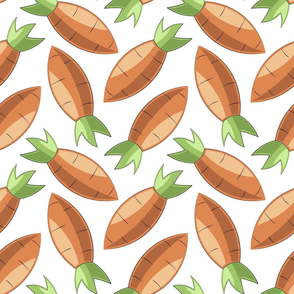 Seamless vector pattern with carrot on white background