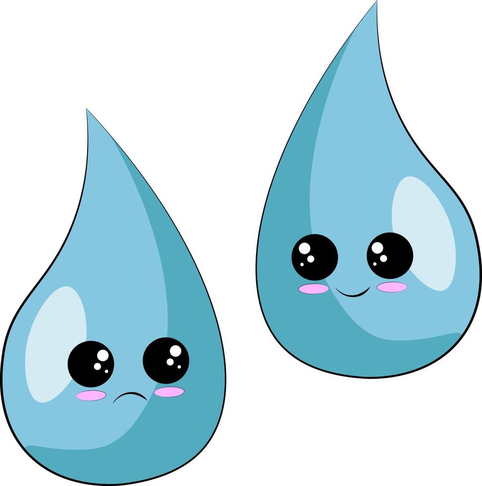 Cute cartoon happy and sad Drop in color vector