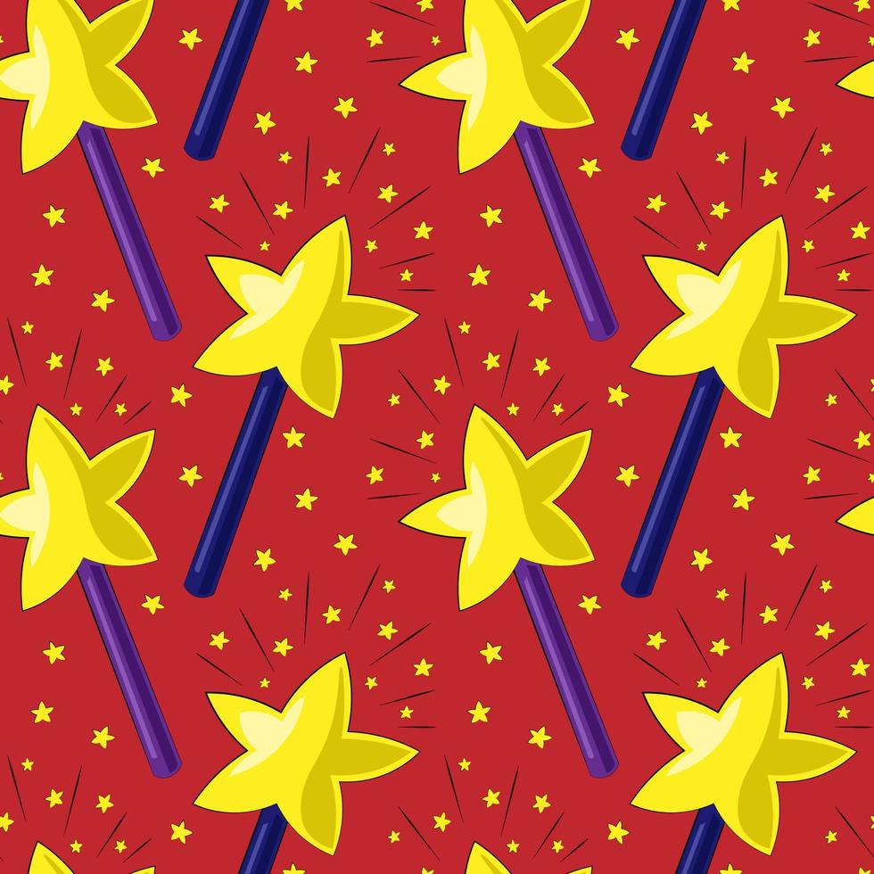 Seamless vector pattern with magic wand and star
