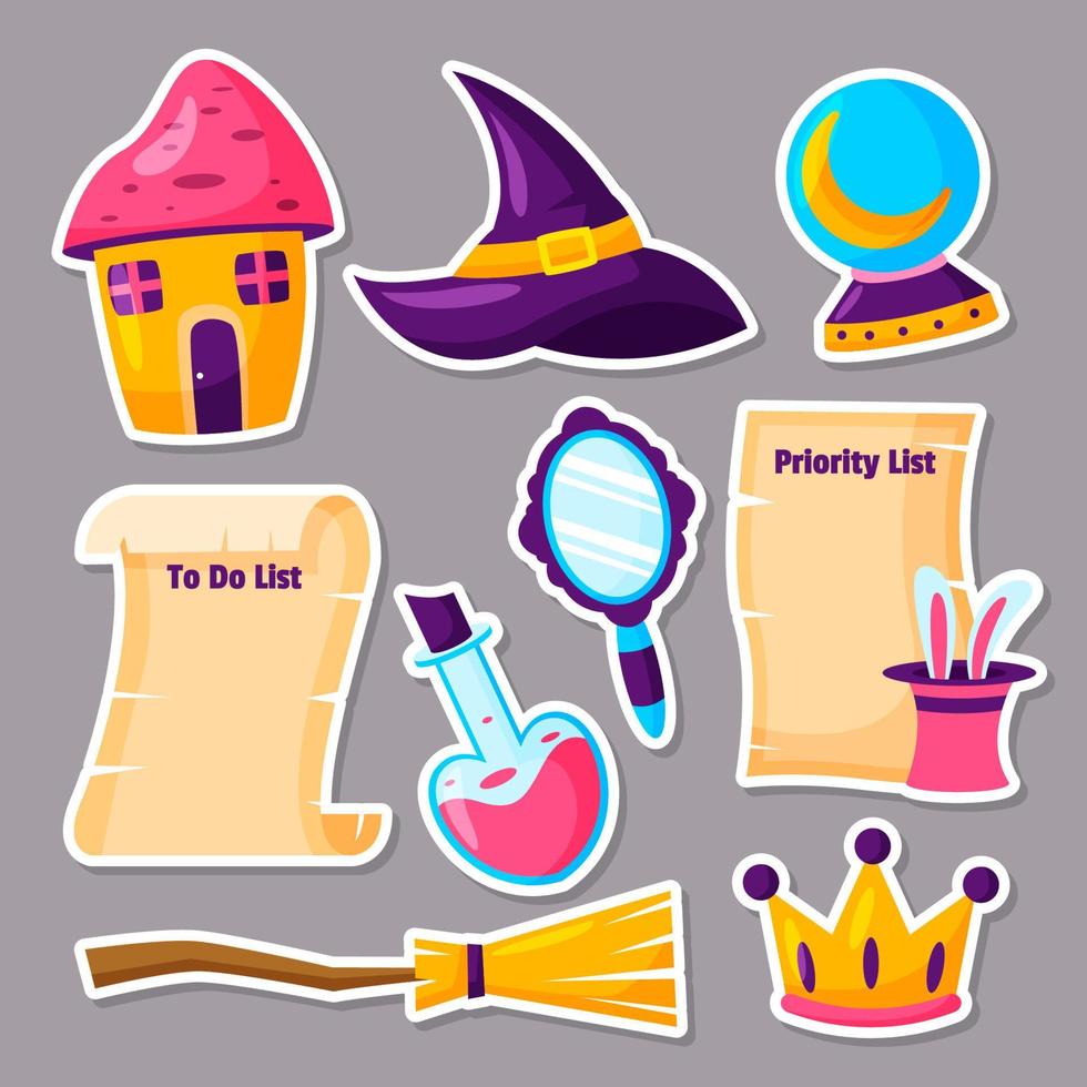 Magical Fantasy Sticker Journal vector