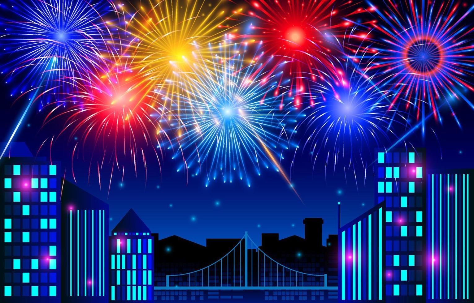 Firework in the City Concept vector