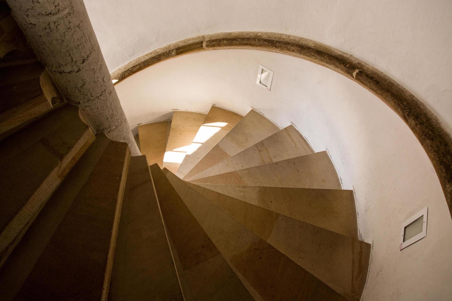 top view of old spiral stairs photo