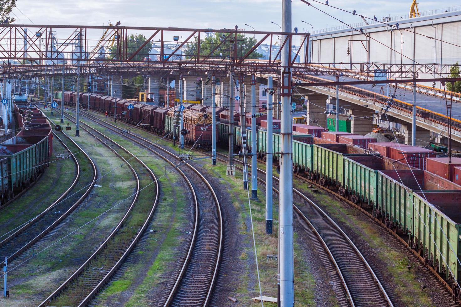 Big cargo terminal in sea port photo