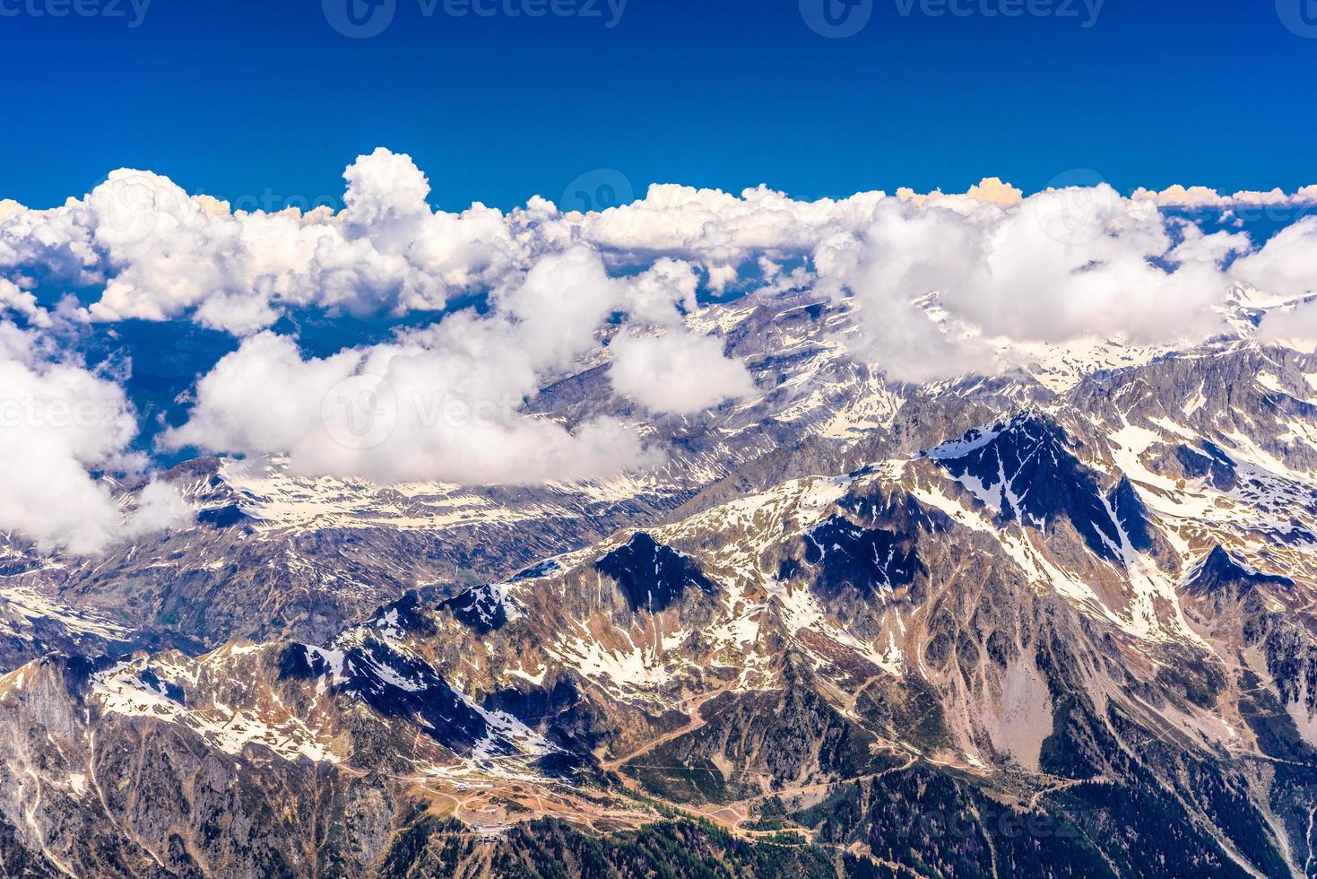 Snowy mountains Chamonix, Mont Blanc, Haute-Savoie, Alps, France photo