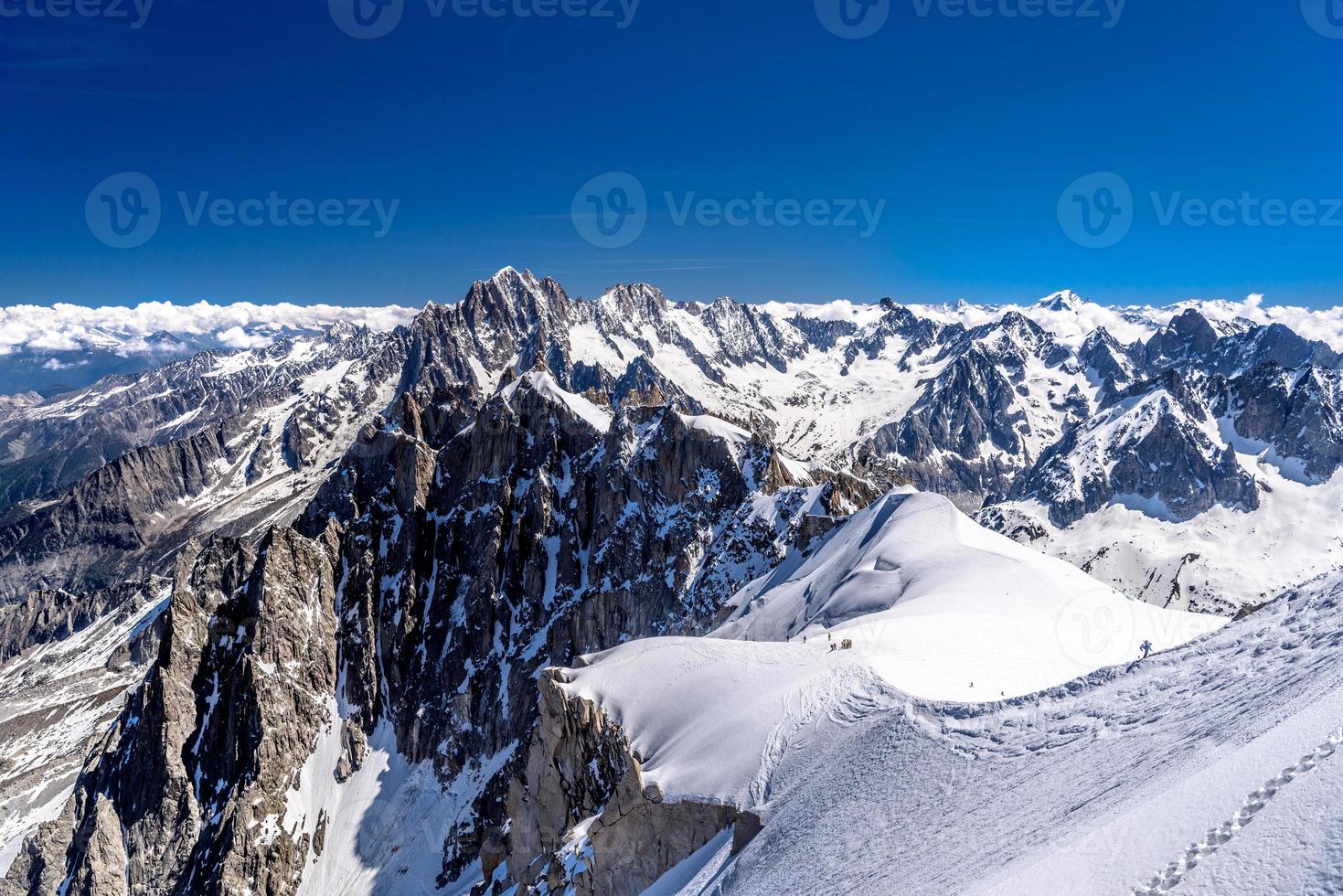 Snowy mountains Chamonix, Mont Blanc, Haute-Savoie, Alps, France photo