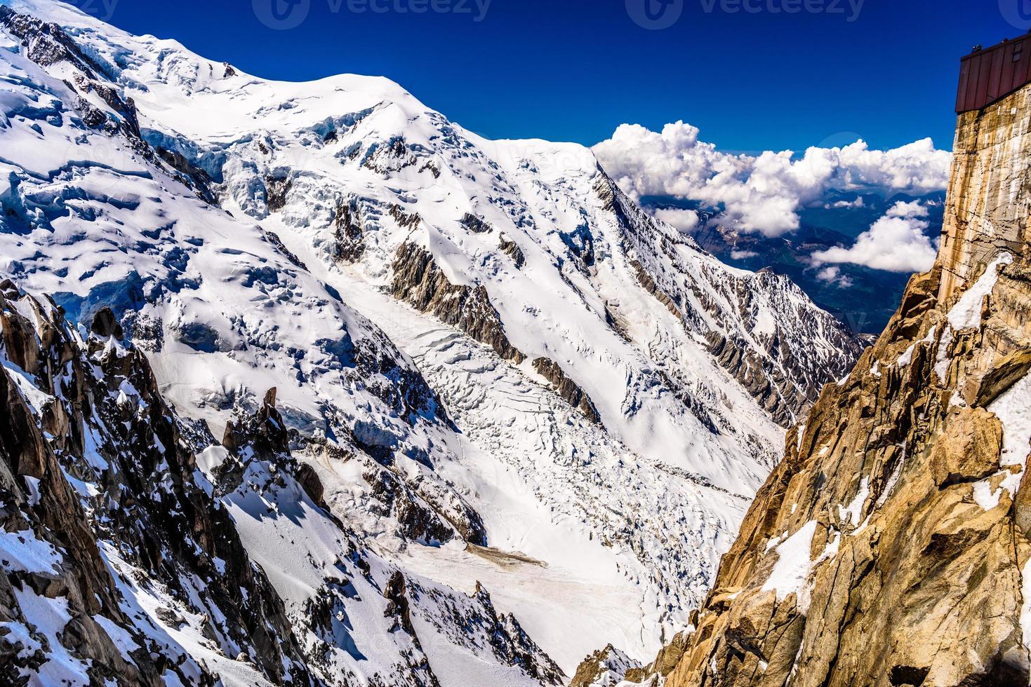 Snowy mountains Chamonix, Mont Blanc, Haute-Savoie, Alps, France photo