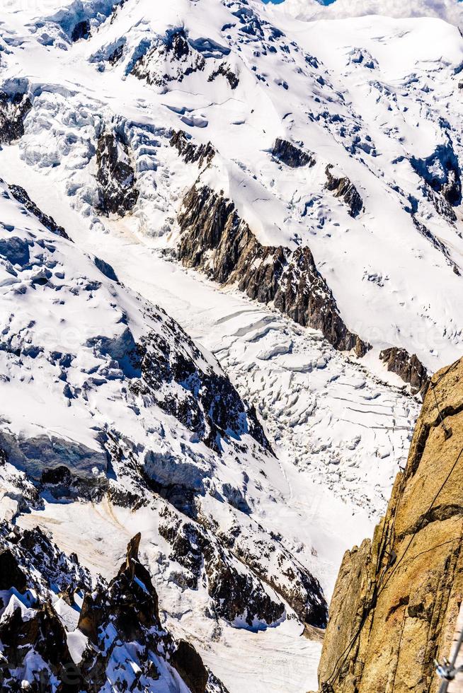 Snowy mountains Chamonix, Mont Blanc, Haute-Savoie, Alps, France photo