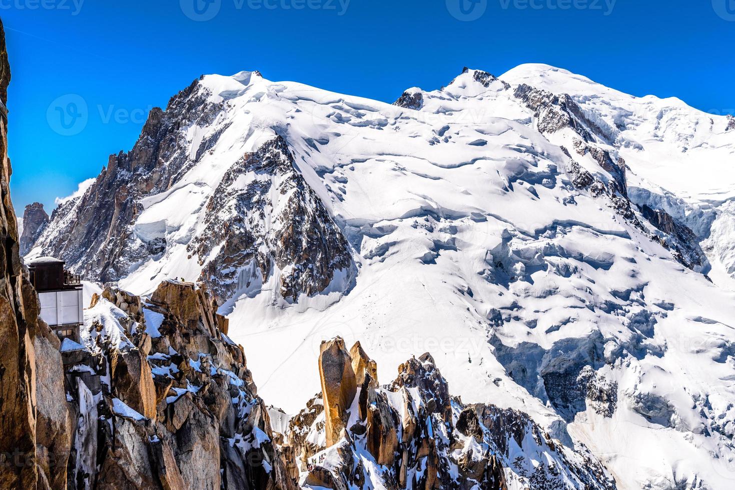 Snowy mountains Chamonix, Mont Blanc, Haute-Savoie, Alps, France photo