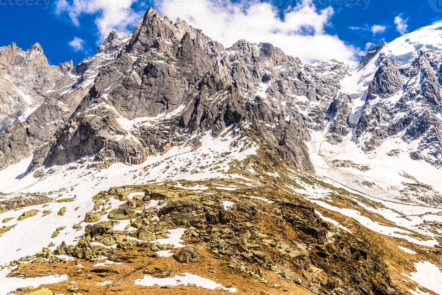 Snowy mountains Chamonix, Mont Blanc, Haute-Savoie, Alps, France photo