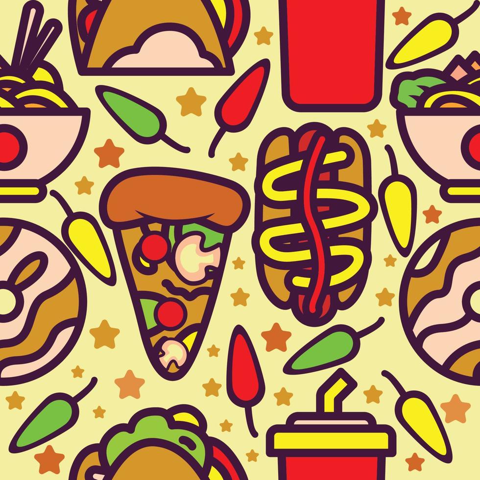 Junk Food Seamless Patterns Background vector