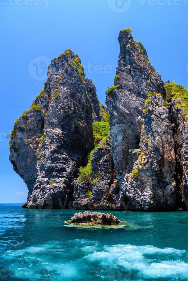 Rocks cliffs in the sea, Ko Yung island, Phi Phi, Andaman sea, K