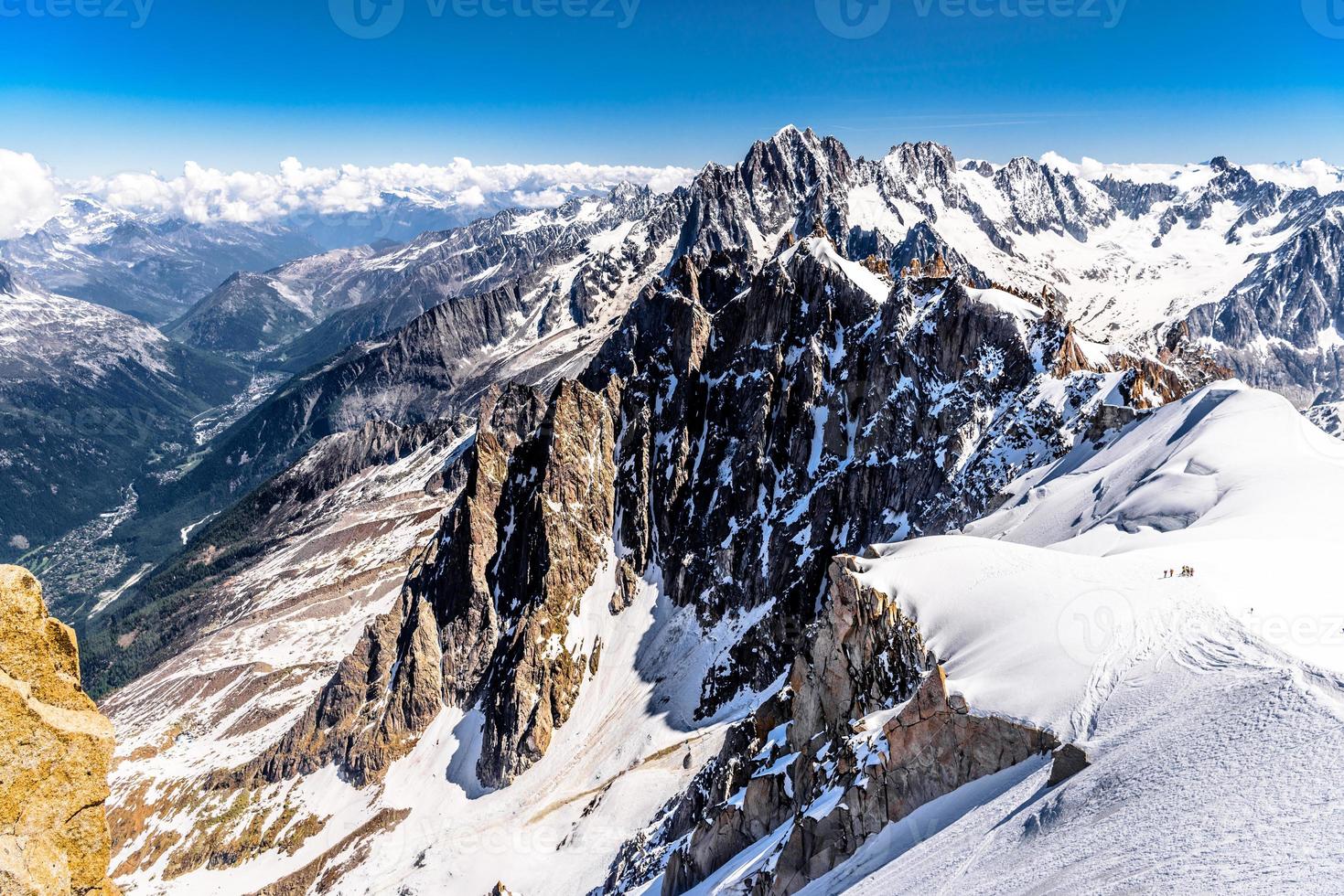 Snowy mountains Chamonix, Mont Blanc, Haute-Savoie, Alps, France photo