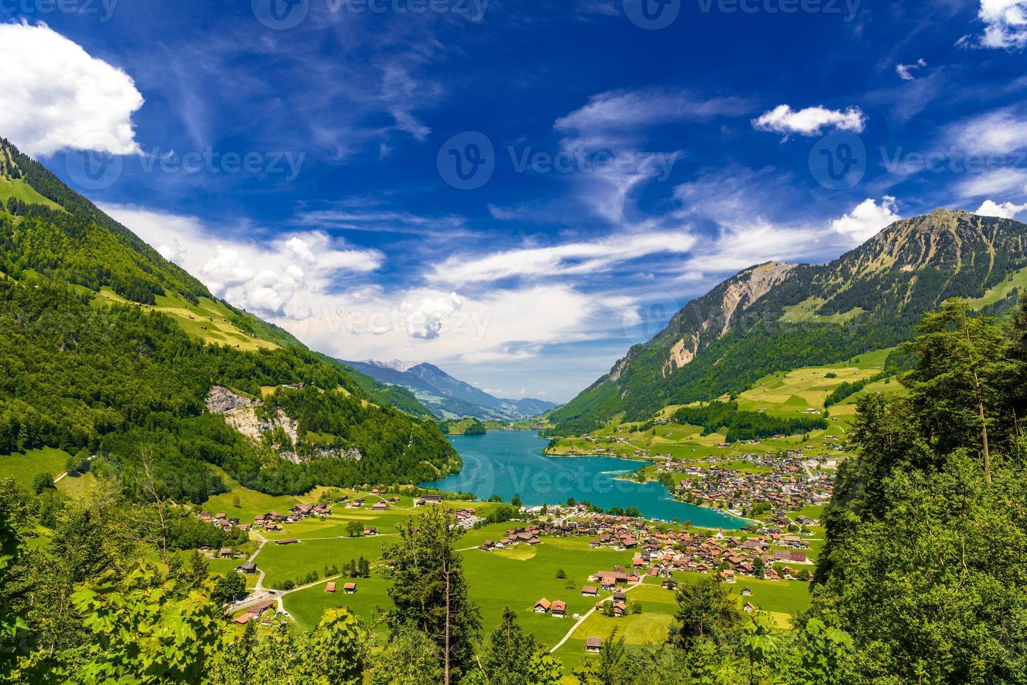 Village near Lake Lungern, Lungerersee, Obwalden, Switzerland photo