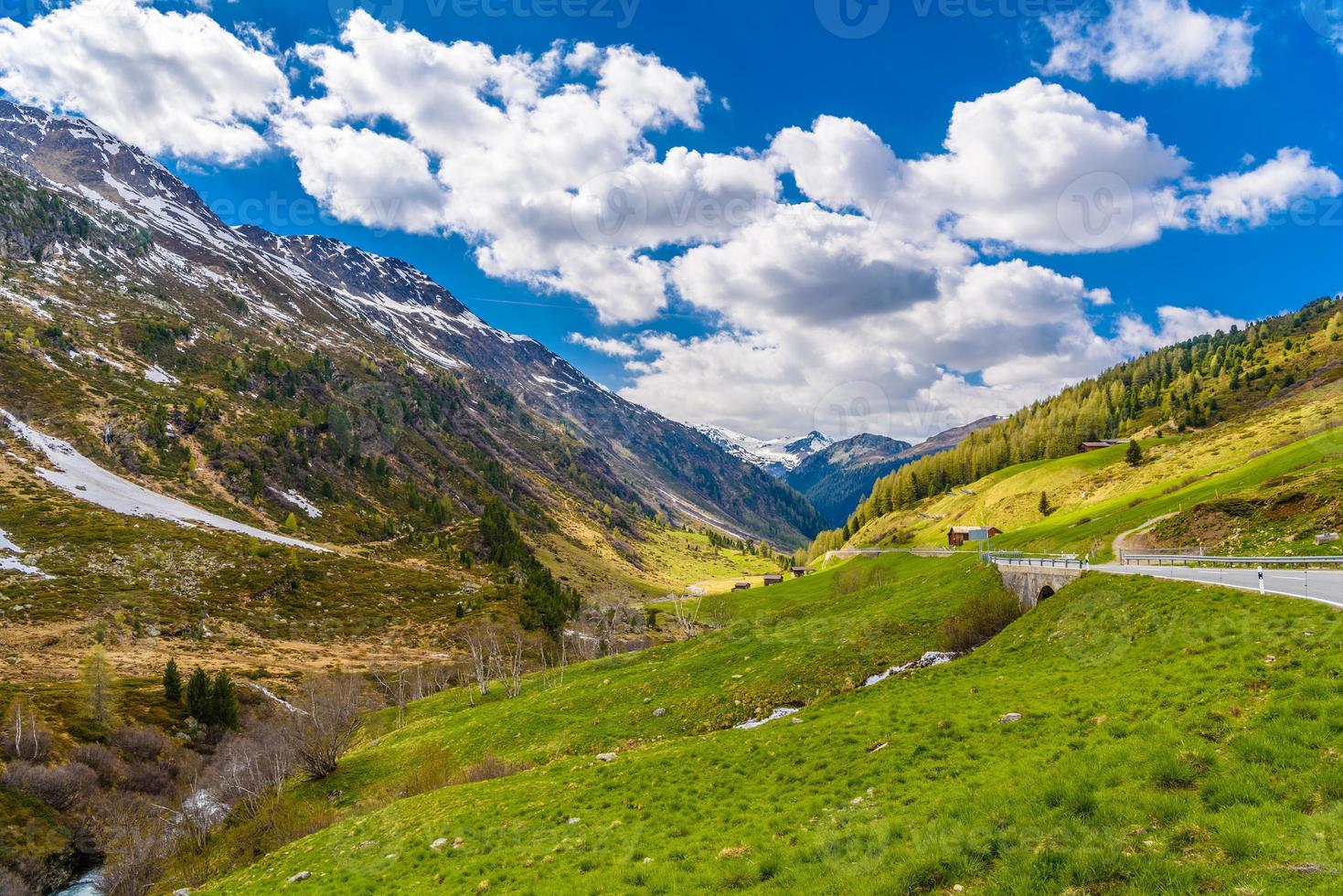 Beautiful Alps mountains with clody sky, Fluelapass, Davos,  Gra photo