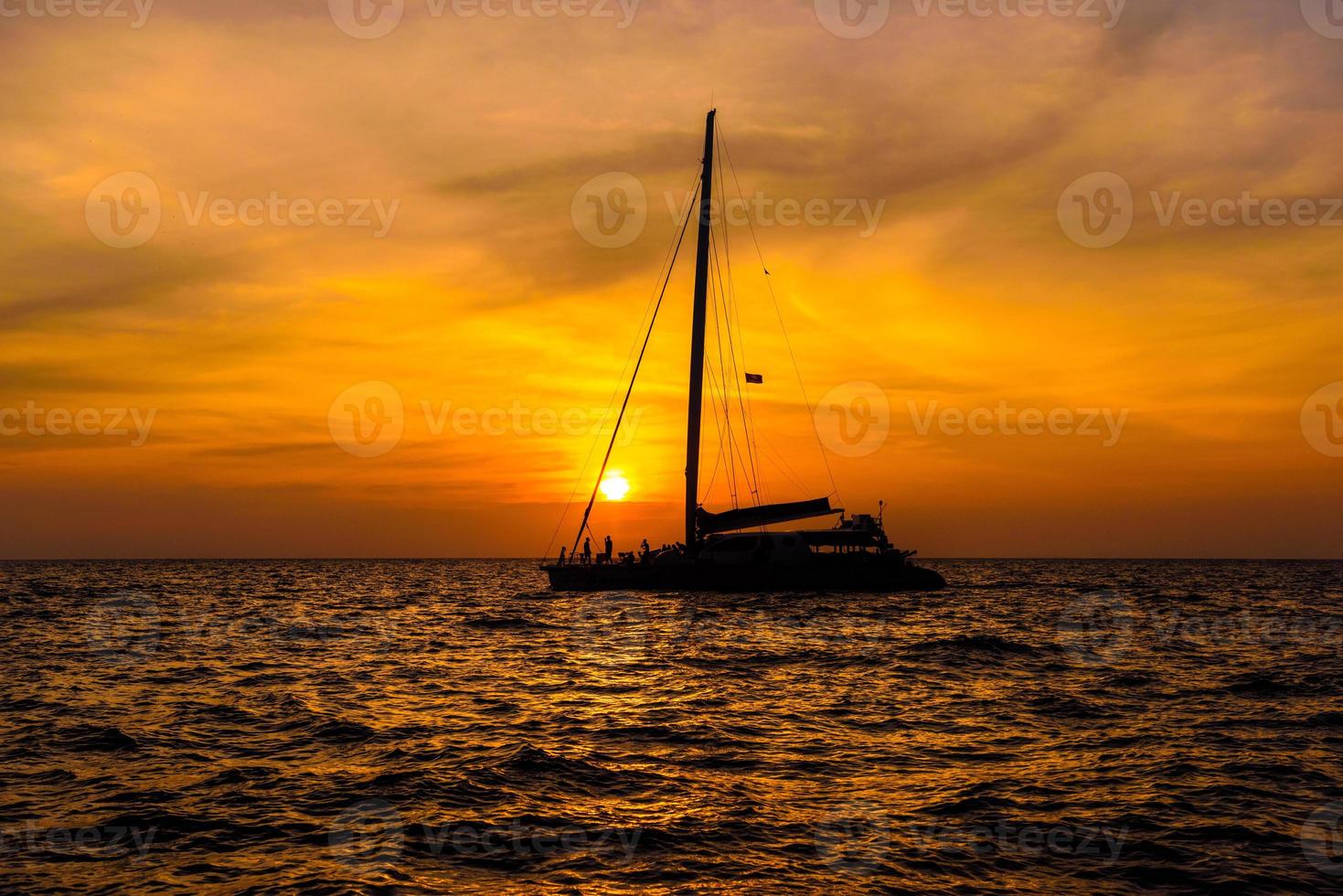 Sail boat in sunset, Phi Phi Leh islands, Andaman sea, Krabi, Th photo